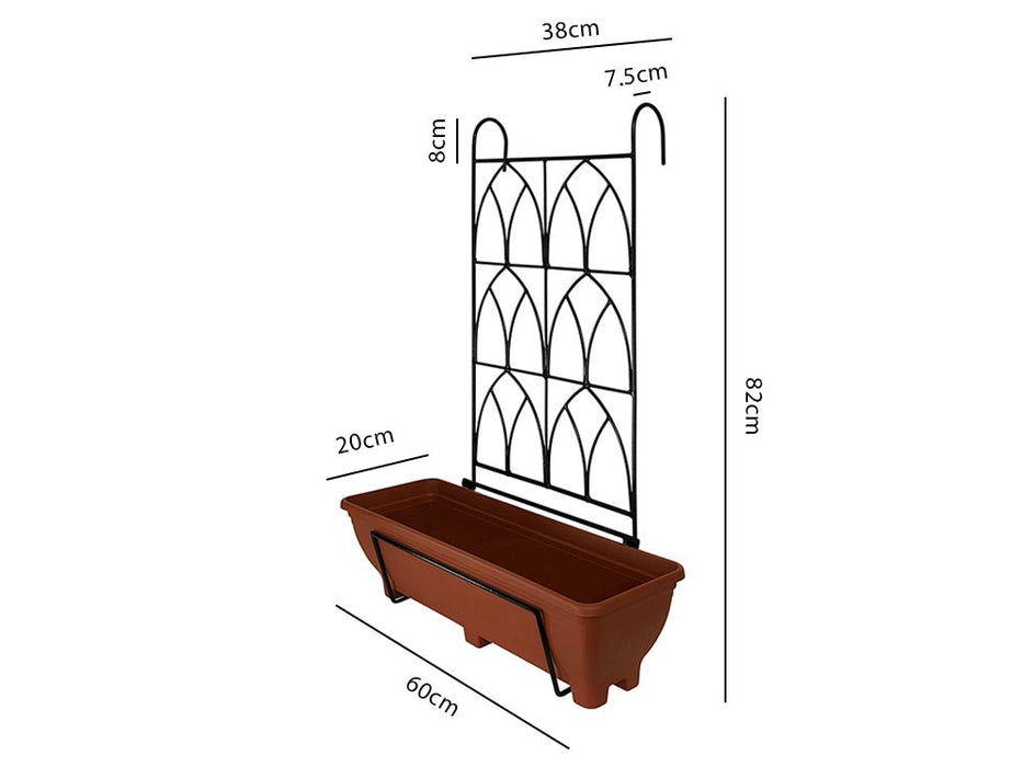 Balcony/Fence Holder - Decorative Trellis Back Planter Holder_Balcony Planters