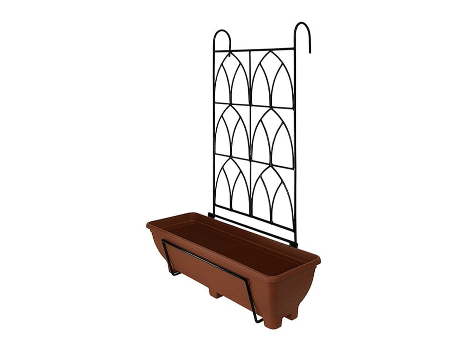 Balcony/Fence Holder - Decorative Trellis Back Planter Holder_Balcony Planters