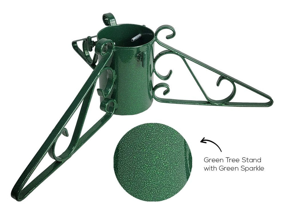 Scrolled Green Sparkle Christmas Tree Stand - 3 Legs - 5" Diameter_Christmas Tree Stands