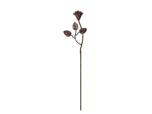 Rose with Leaves - Metal Rusty Flower Garden Stakes_Decorative Stakes