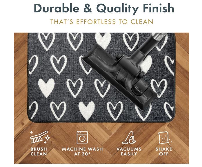 Supersoft Washable Mat - Grey Hearts