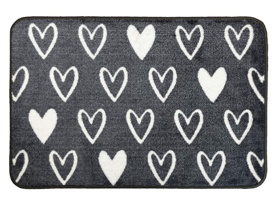 Supersoft Washable Mat - Grey Hearts