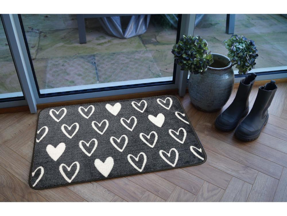 Supersoft Washable Mat - Grey Hearts