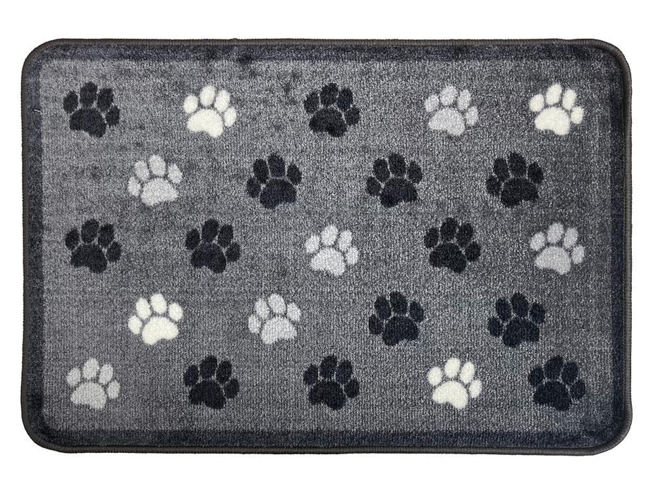 Supersoft Washable Mat - Grey Paw Print