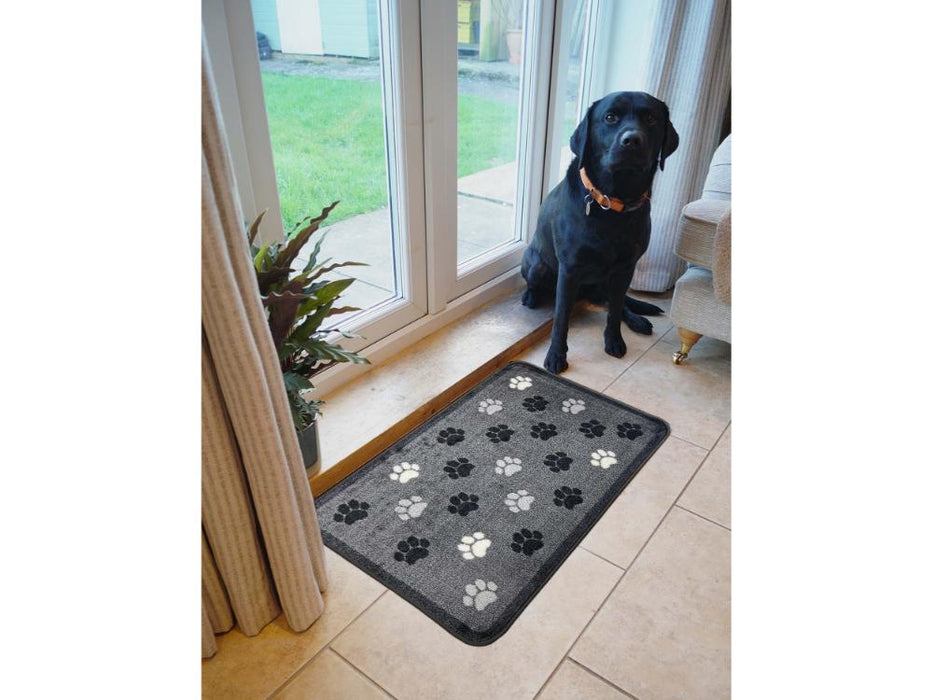 Supersoft Washable Mat - Grey Paw Print