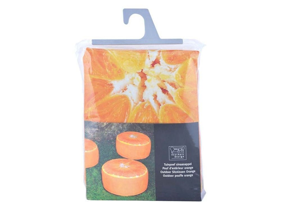 Outdoor Pouffe – Orange Pattern, Stylish & Weather - Resistant_Garden Pouffes