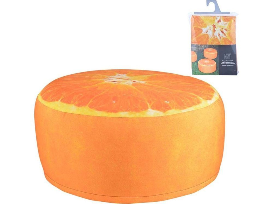 Outdoor Pouffe – Orange Pattern, Stylish & Weather - Resistant_Garden Pouffes