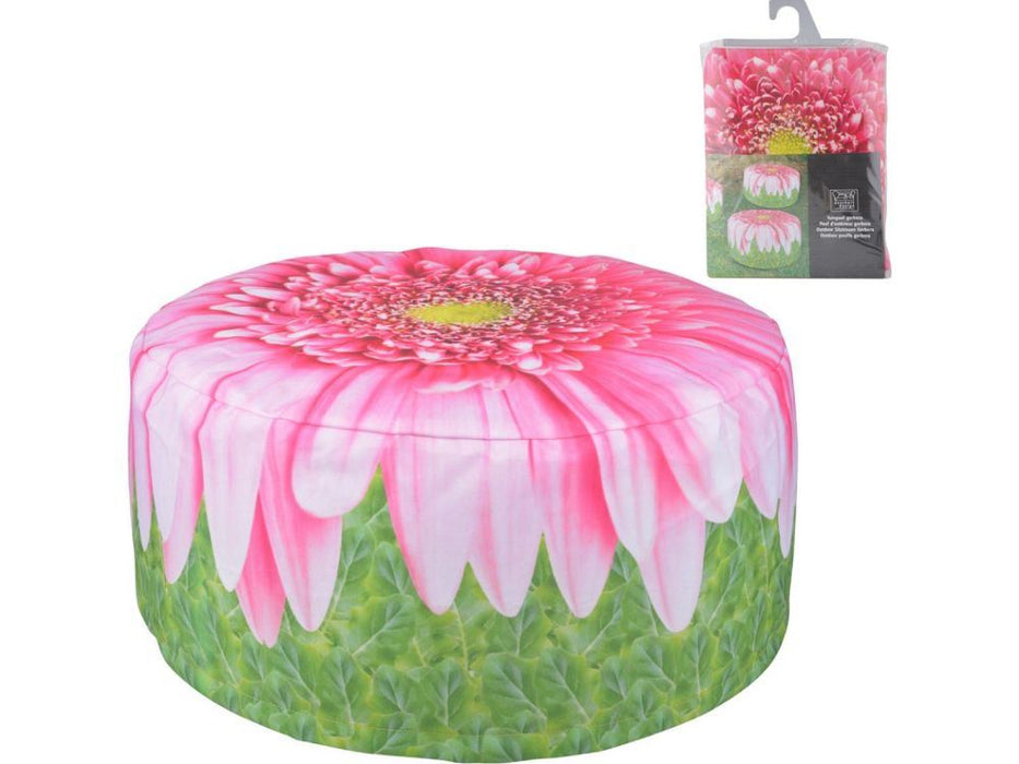 Outdoor Pouffe – Gerbera Pattern, Stylish & Weather - Resistant_Garden Pouffes