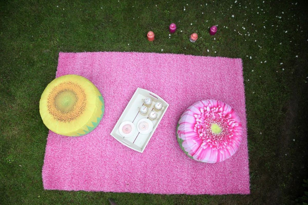 Outdoor Pouffe – Sunflower Pattern, Stylish & Weather - Resistant_Garden Pouffes