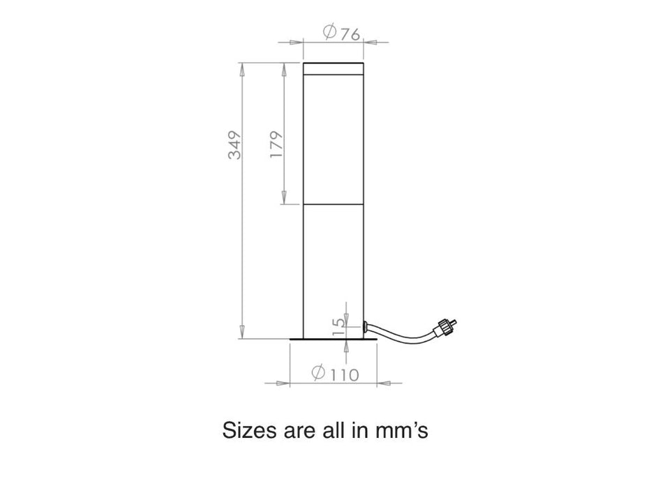 Bollard Lights 3W with 0.5m Cable_Electric Garden Lighting