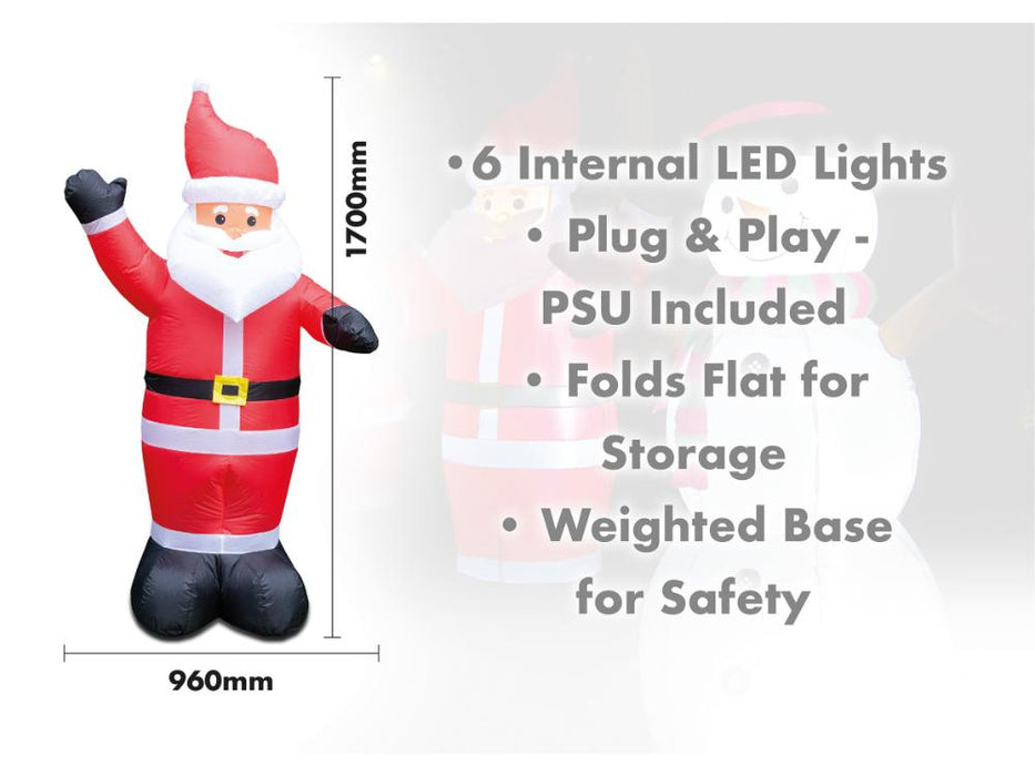 Inflatable Santa Claus with LED Lights_Outdoor Christmas Decorations