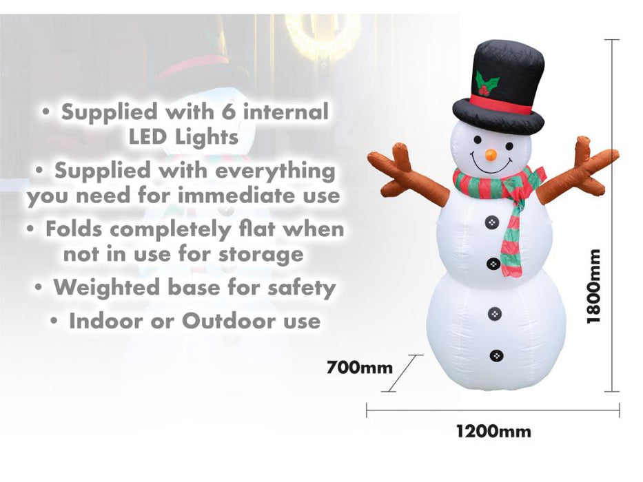 Inflatable Snowman with LED Lights_Outdoor Christmas Decorations