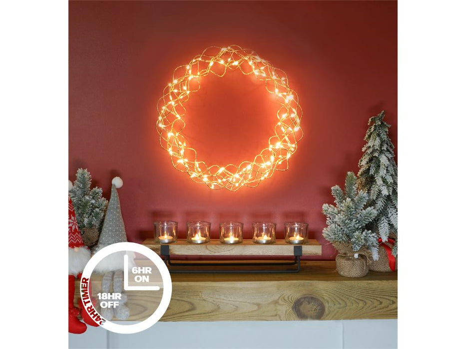 Copper Wreath With Timer And Power Supply - 140 LED Lights_Outdoor Christmas Decorations