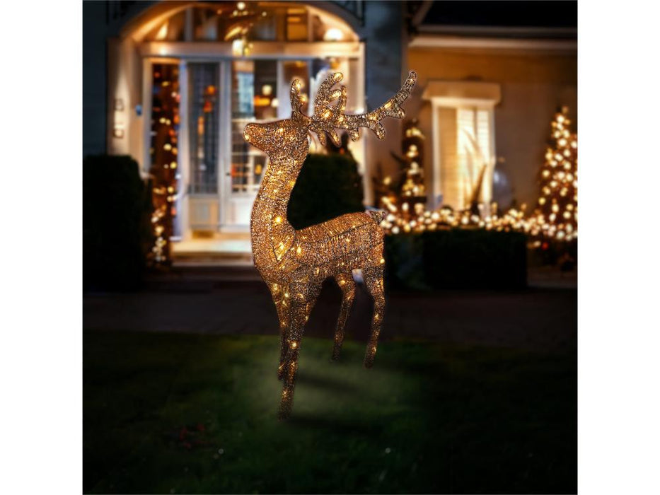 Gold LED Christmas Reindeer - 80 LED Lights_Outdoor Christmas Decorations