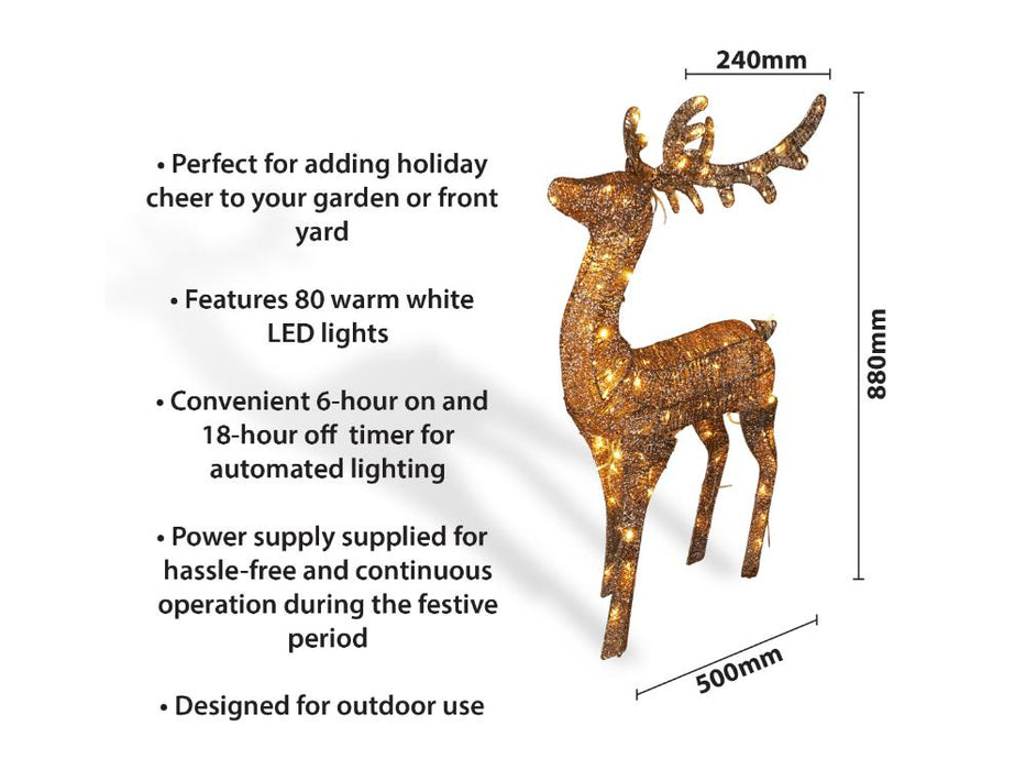 Gold LED Christmas Reindeer - 80 LED Lights_Outdoor Christmas Decorations