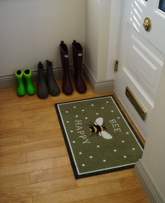 Eco Flex Premium Washable Mat - Bee Happy Green_Doormats