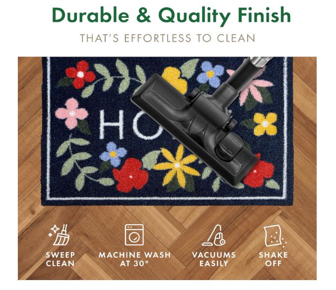 Eco Flex Premium Washable Mat - Floral Home Navy_Doormats