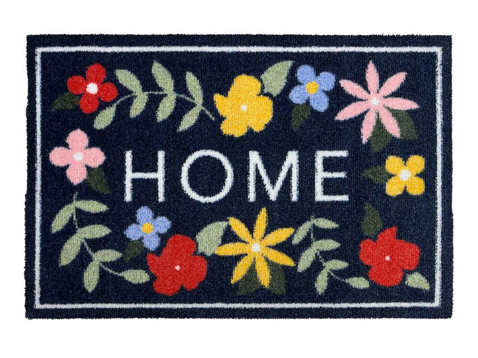 Eco Flex Premium Washable Mat - Floral Home Navy_Doormats