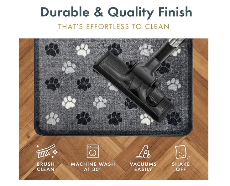 Supersoft Washable Mat - Grey Paw Print_Doormats