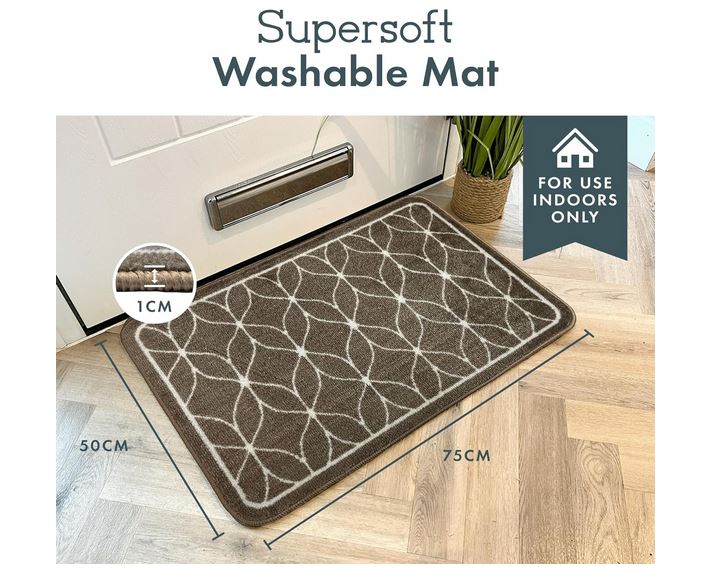 Supersoft Washable Mat - Natural Geo_Doormats