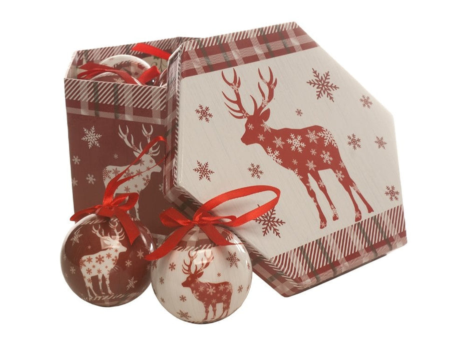 Red Reindeer Decoupage Baubles - 14 piece set_Baubles