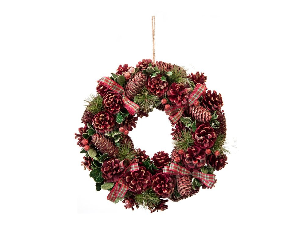 Red Pinecone Wreath_Christmas Wreaths