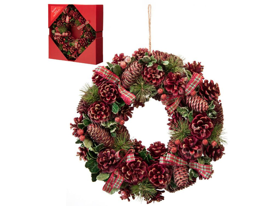 Red Pinecone Wreath_Christmas Wreaths