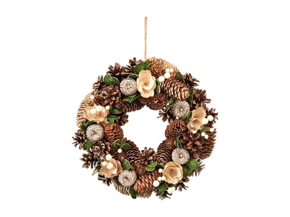 Gold Rose & Pinecone Wreath_Christmas Wreaths