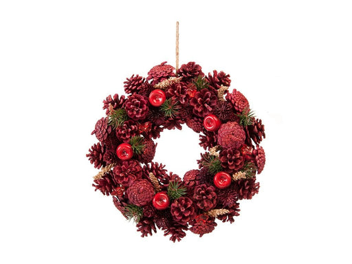 Red Pinecone & Apple Wreath_Christmas Wreaths