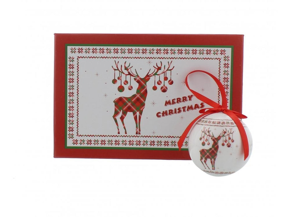 Tartan Reindeer Decoupage Baubles - 6 piece set_Baubles