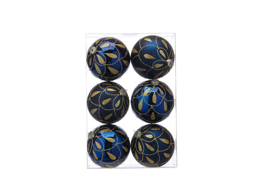 Navy Gold glitter drape lines Bauble - 6 pack_Baubles