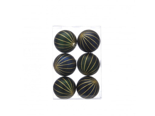 Navy and Green Gold Glitter Lines Bauble - 6 pack_Baubles