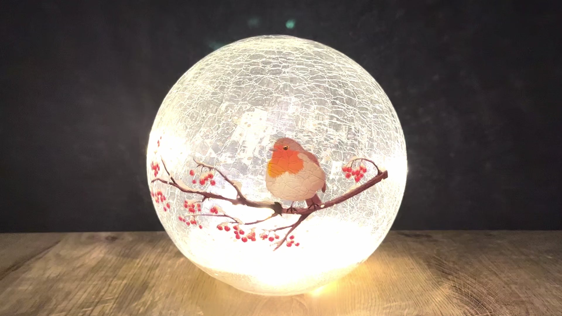 Twinkling Crackle Ball Robin Design