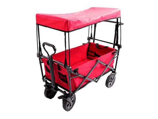 Deluxe Folding Wagon With Canopy - Red_Trollies & Wagons