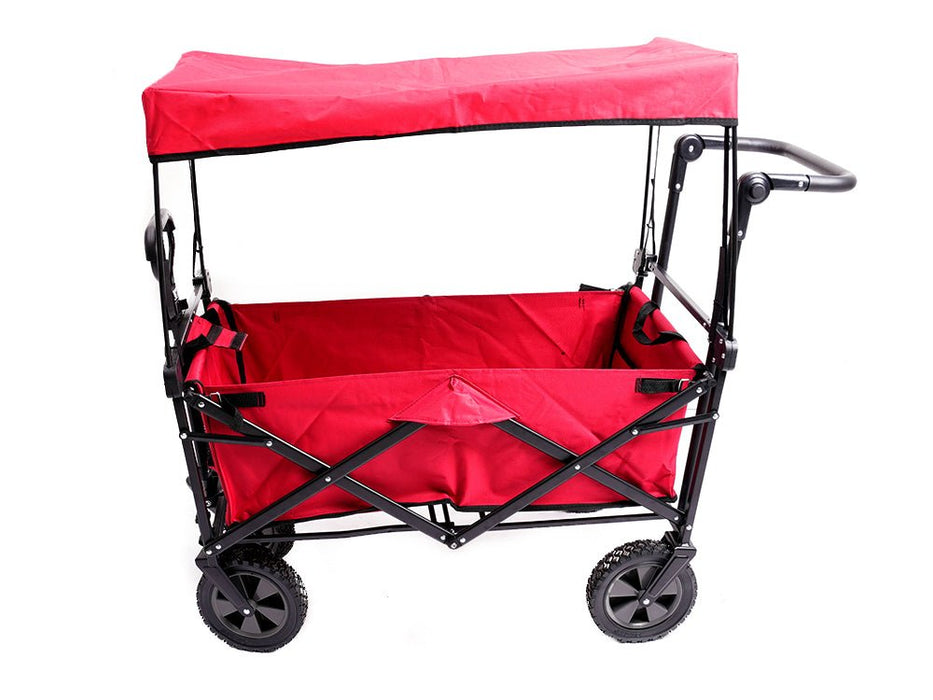 Deluxe Folding Wagon With Canopy - Red_Trollies & Wagons