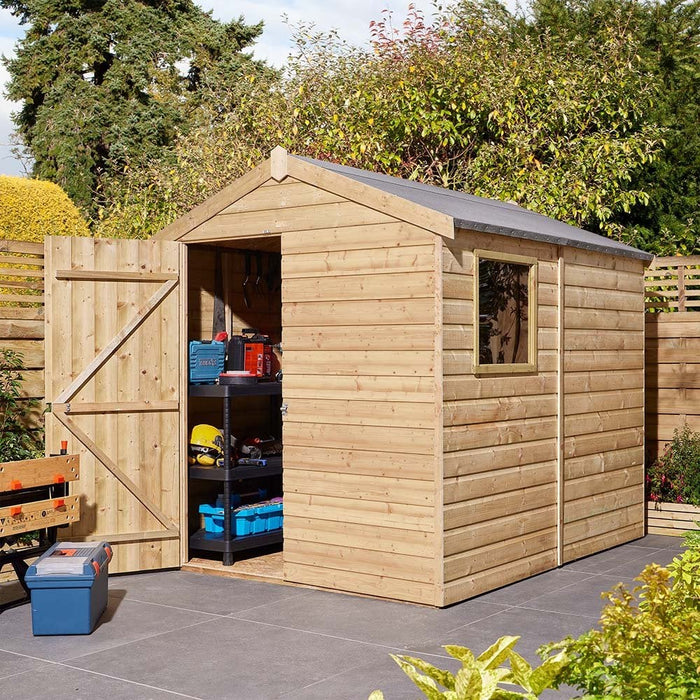 8×6 Single Door Shiplap Apex Shed With Window_Garden Furniture