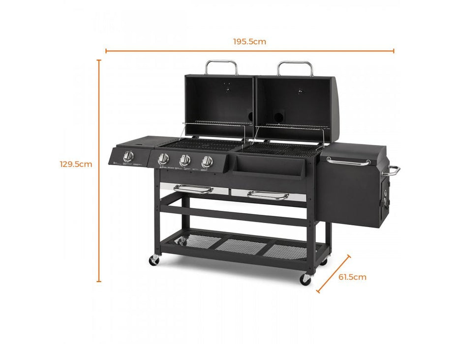 Ignite Multi XL Grill with Gas/Charcoal/Smoker/Side Burner_BBQS