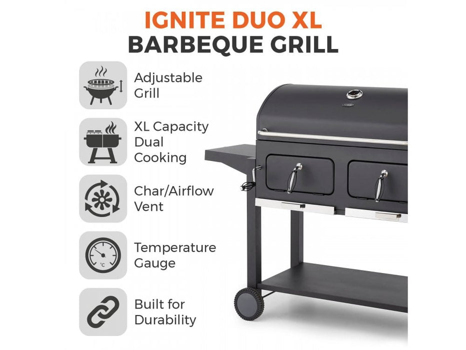 Ignite Duo XL BBQ Grill with Adjustable Charcoal Grill and Temperature Gauge_BBQS