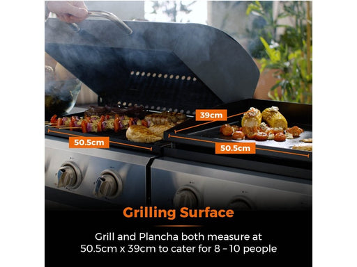 Six Burner Gas BBQ and Plancha with Precision Heat Thermometer and Waterproof Cover_BBQS