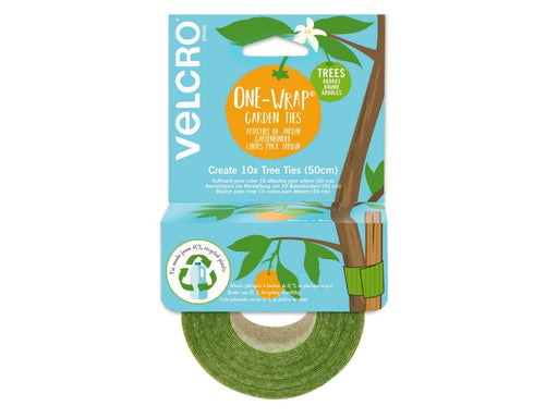 VELCRO® Brand ONE - WRAP® Tree Ties Plant Support Tape for Effective Growing | Strong Gardening Grips are Reusable and Adjustable | Cut - to - Length, 5.4m x 5cm Roll, Green - Recycled Plastic_Strings & Ties