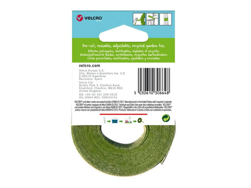 VELCRO® Brand ONE - WRAP® Plant Ties Pre - Cut 25pcs - Suitable for Garden Tomatoes Flowers or Vegetables in Raised Beds, 20cm x 1.2cm, Green - Recycled Plastic_Strings & Ties