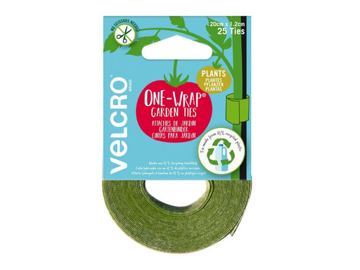 VELCRO® Brand ONE - WRAP® Plant Ties Pre - Cut 25pcs - Suitable for Garden Tomatoes Flowers or Vegetables in Raised Beds, 20cm x 1.2cm, Green - Recycled Plastic_Strings & Ties
