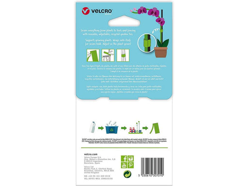 VELCRO® Brand ONE - WRAP® Garden Ties - Starter Pack for Tomatoes, Vines or Houseplants 12pcs, Pre - Cut, 15cm x 1.2cm, Green, Recycled Plastic_Strings & Ties