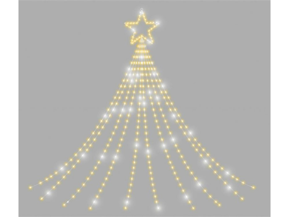 Waterfall 2D Christmas Tree with Warm White LEDs & Star on top_Outdoor Christmas Decorations