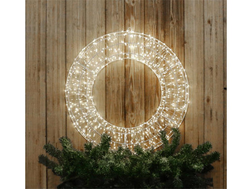 2D White Metal Christmas Wreath_Christmas Lights