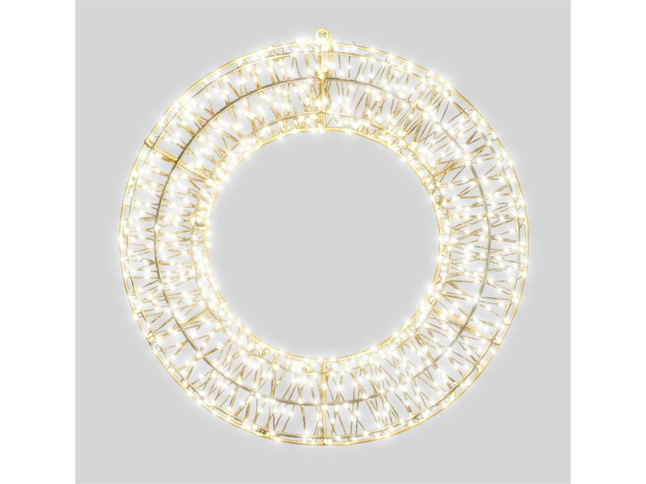 2D White Metal Christmas Wreath_Christmas Lights